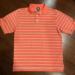 Footjoy Coral White Black Stripes Polo M